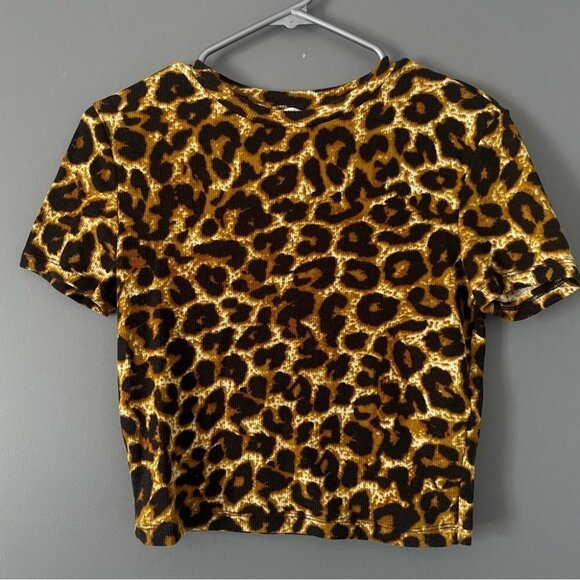 Zara Leopard Print Crop Top The Perfect Edgy Layering Piece 90s Grunge Y2K - Picture 3 of 9